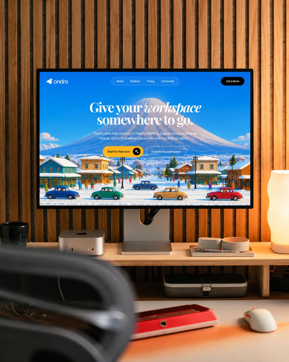 A finished website on a desktop monitor
